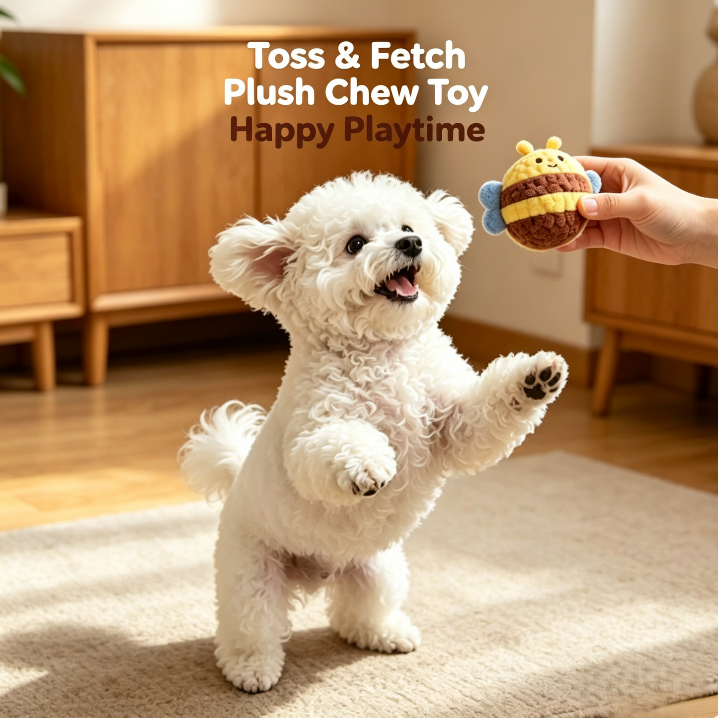 Cute Plush Pet Balls, Interactive Squeaky Chew Toys for Dogs & Cats