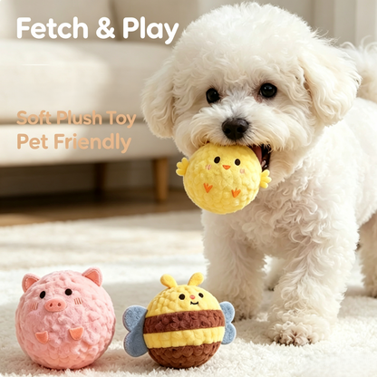 Cute Plush Pet Balls, Interactive Squeaky Chew Toys for Dogs &amp; Cats
