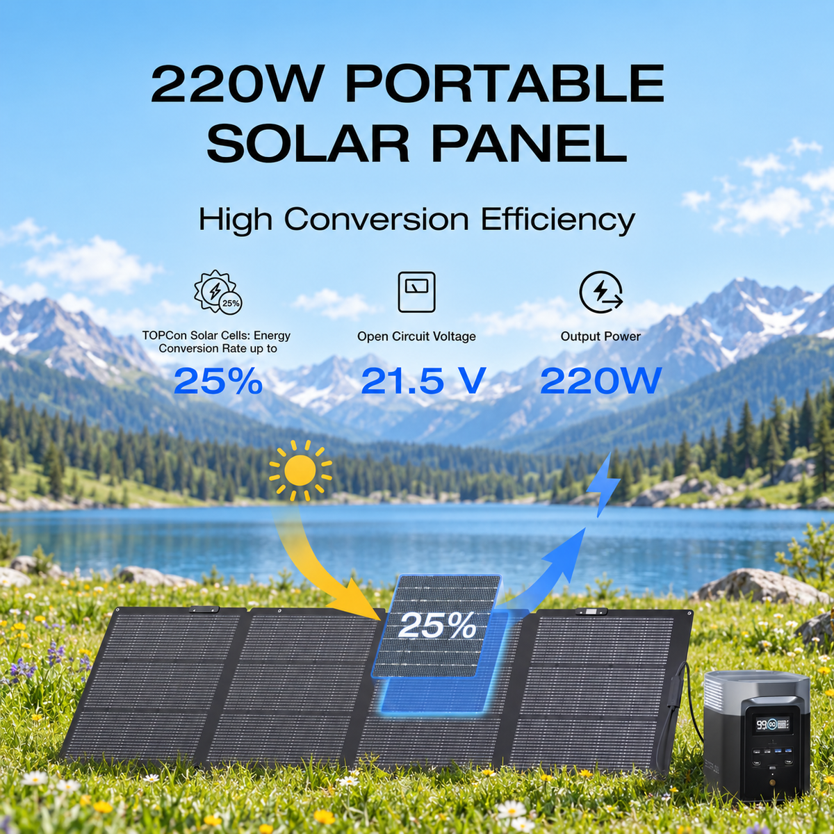 220W Portable Foldable Solar Panel