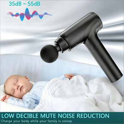 Deep Tissue Massage Gun for Athletes - Quiet Percussion Massager, 10 Heads, Black